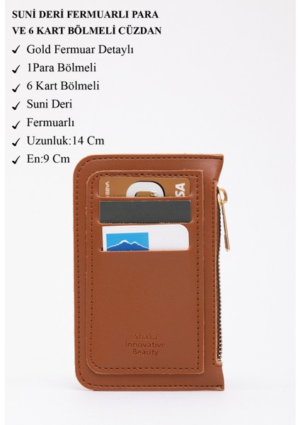 Taba SHK101 Suni Deri 6 Kartlık ve Fermuarlı Para Bölmeli Kartlık Cüzdan fırsatları