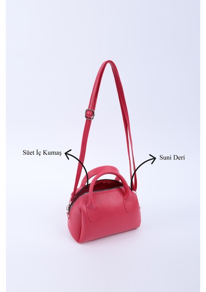 Fuşya SHK184 Suni Deri ,fermuarlı Tek Bölmeli ,askılı El, Kol ve Omuz Çantası indirimleri