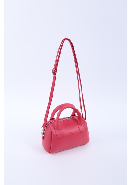 Fuşya SHK184 Suni Deri ,fermuarlı Tek Bölmeli ,askılı El, Kol ve Omuz Çantası