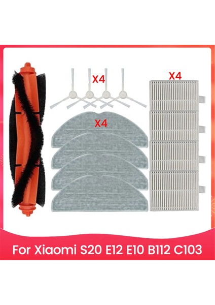 Xiaomi S20 E12 E10 B112 C103 Robot Süpürge Aksesuarları Yedek Parçalar Ana Fırça Yan Fırça Filtre Paspas Bezi Seti (Yurt Dışından)