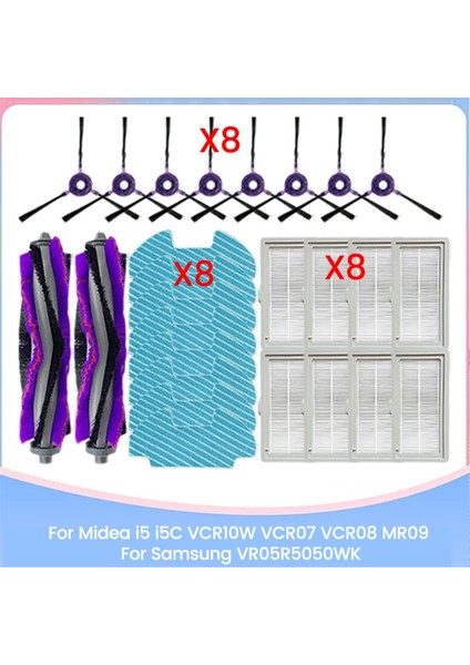 Midea I5 I5C VCR10W VCR07 VCR08 MR09 Samsung VR05R5050WK Yedek Parçalar Fırça Hepa Filtre Paspas Bezi Takımı (Yurt Dışından)