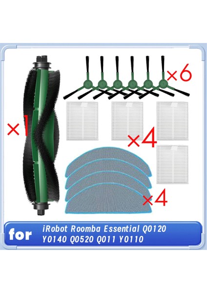 Irobot Roomba Essential Q0120 Y0140 Q0520 Q011 Y0110 Kendiliğinden Boşalan Robot Süpürge Ana Yan Fırça Hepa Filtre Paspas Pedi (Yurt Dışından)