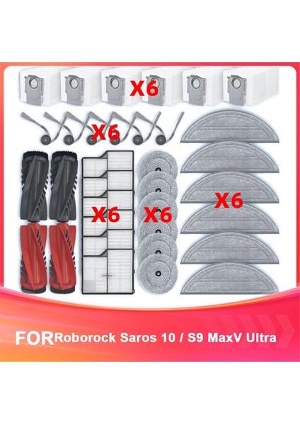 Saros 10 / S9 Maxv Ultra Yedek Parça Aksesuarları Ana Yan Fırça Hepa Filtre Paspas Bezi Toz Torbası ile Uyumludur (Yurt Dışından)