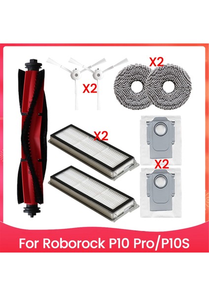 Roborock P10 PRO/P10S Yedek Parçalar Için 9 Adet Fırça Hepa Filtre Paspas Bezi Toz Torbası Verimli Temizlik Aksesuarları (Yurt Dışından)