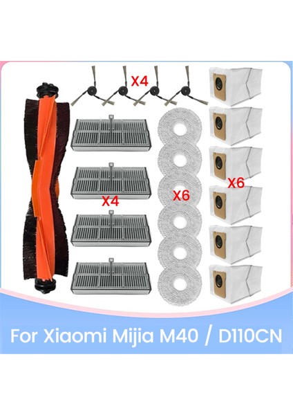 Xiaomi Mijia Omni M40 / D110CN Elektrikli Süpürge Yedek Parçaları Için Vakum Fırçası Filtre Toz Torbası Paspas Bezi Takımı (Yurt Dışından)