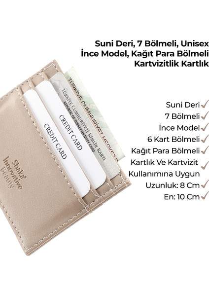 Vizon SHK68 Unisex Suni Deri Süper Ince Model Kağıt Para Bölmeli Kredi Kartı ve Kartvizitlik Kartlık Cüzdan