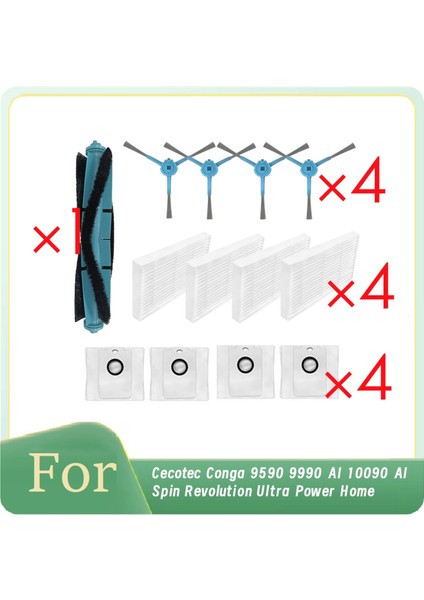 Cecotec Conga 9590 9990 Aı 10090 Aı Spin Revolution Ultra Power Ev Robotu Vakumu Için 13 Adet Ultra Dayanıklı Aksesuarlar (Yurt Dışından)