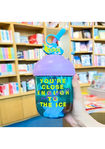 Karıştırmalı Kupa Sevimli Pipetli Kupa Öğrenci Masaüstü Plastik Bardakları (Yurt Dışından)