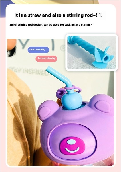 Karıştırmalı Kupa Sevimli Pipetli Kupa Öğrenci Masaüstü Plastik Bardakları (Yurt Dışından) modelleri