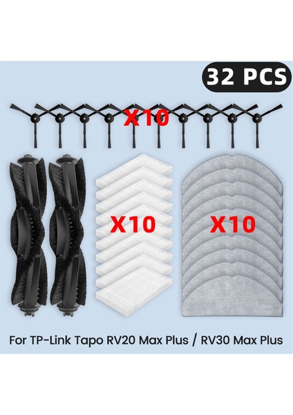 Tp-Link Tapo RV20 Max Plus / RV30 Max Plus Yedek Parça Aksesuarları Filtre Ana Yan Fırça Paspas Bezi Toz Torbası (Yurt Dışından)