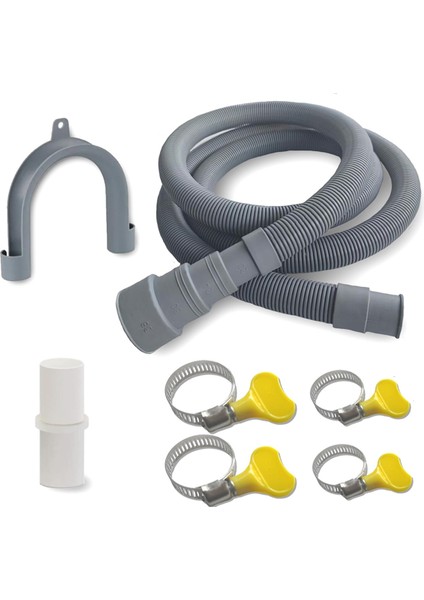 6,5 Ft Çamaşır Makinesi Tahliye Hortumu Uzatma Takımı - Çamaşır Makinesi, Bulaşık Makinesi ve Nem Alma Cihazı Için Evrensel, U Braketli, Adaptörlü (Yurt Dışından)