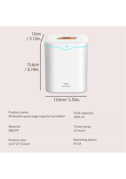 2000ML Büyük Kapasiteli Çift Sprey Portlu Hava Nemlendirici USB Sessiz Aromaterapi Difüzörü Soğuk Sis Makinesi Ev Için Mavi (Yurt Dışından) fırsatları