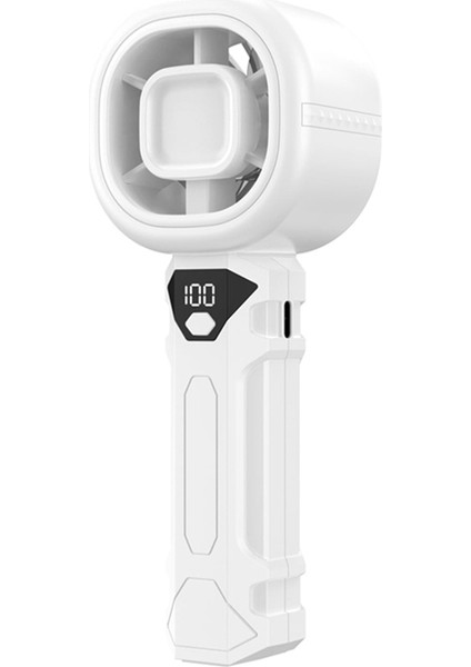 Taşınabilir El Tipi Vantilatör, Dijital Ekranlı Kişisel Vantilatör, 3 Rüzgar Hızı, 3000MAH Pil USB Şarj Edilebilir Beyaz (Yurt Dışından)