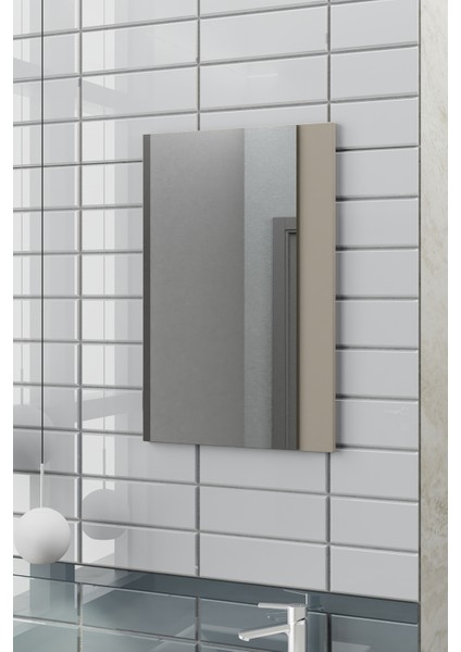 Minila 45 cm Banyo Dolabı,Seramik Lavabolu, Aynalı,Lavabo Dahil,Mdf,Latte indirimleri