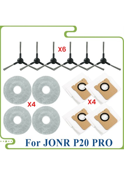 Jonr P20 Pro Vakum Yedek Aksesuarları Parçaları Paspas Bezi Toz Torbaları Yan Fırça Aksesuarları (Yurt Dışından)
