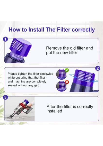 V10 Filtre Parçası Dyson V10 Cyclone Serisi, V10 Absolute, V10 Hayvan Filtresi 3 Paket Filtreler ve Temizleme Fırçası ile Uyumlu (Yurt Dışından) indirimleri