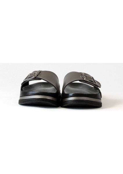 Mubaco. Ortopedik Tabanlı Tokalı Platin Kadın Terlik indirimleri