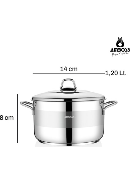 Ambos Saphire Paslanmaz Çelik 14 cm Çelik Kapaklı Derin Tencere