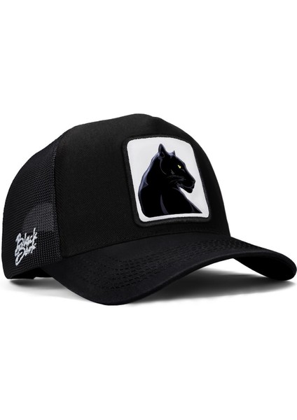 Panter Logolu Siyah Trucker Şapka