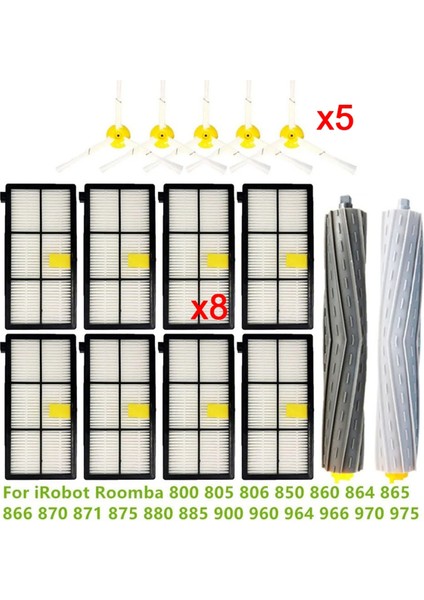 Hepa Filtre Ana Yan Fırçalar Irobot Roomba 800 805 806 850 860 864 865 866 870 871 875 880 885 960 964 (Yurt Dışından)