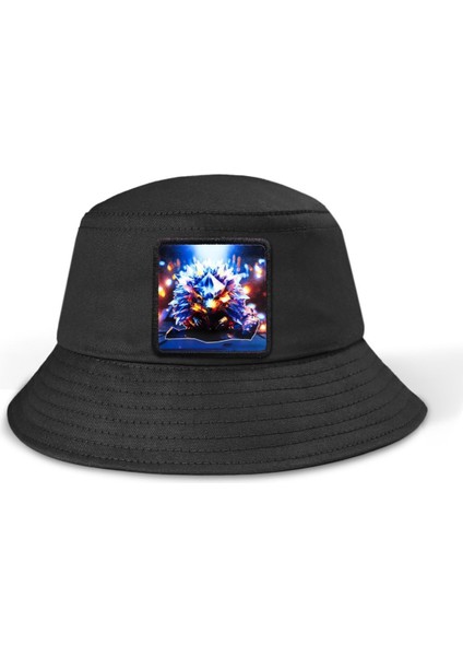 Bucket Kirpi Logolu Siyah Şapka