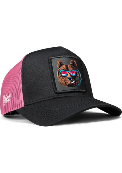 Ayı Logolu Siyah-Pembe Trucker Şapka