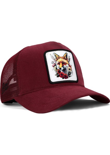 Tilki Logolu Bordo Trucker Şapka