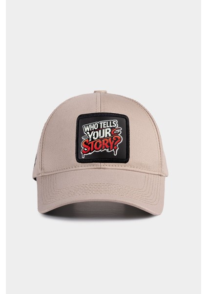 Six Who Tells Your Story Logolu Bej Beyzbol Şapka