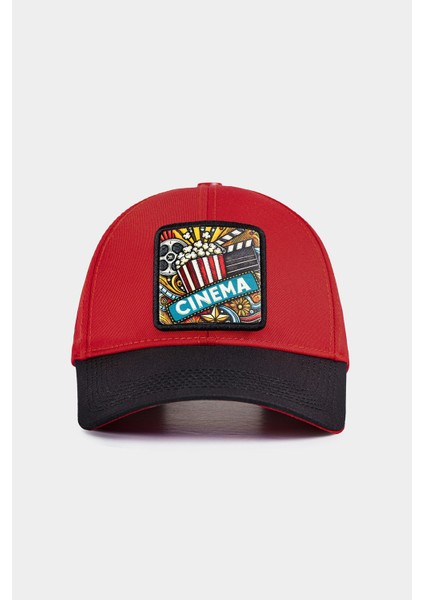 Six Cinema Logolu Siyah-Kırmızı Beyzbol Şapka