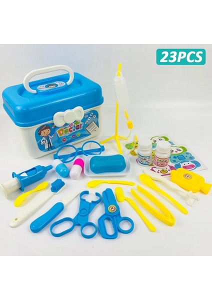 Doktor Set Çocuklar Için Set Girl Girls Rol Yapma Oyunları Hastane Accessorie Tıbbi Kit Hemşire Araçları Çocuklar Için Çanta Oyuncakları Hediye Renk: 23 Pcs Mavi (Yurt Dışından)