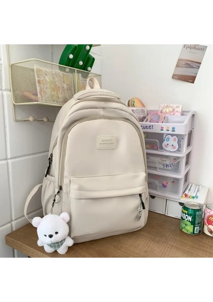 Öğrenci Japon Büyük Kapasiteli Sırt Çantası Kız Basit ve Çok Yönlü Sırt Çantası Unisex Polyester Malzeme Bebek Dekorasyon: Yeşil (Yurt Dışından)