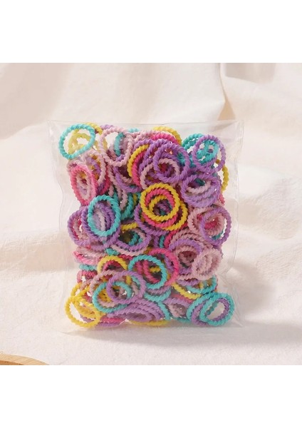 100PCS 2cm Renkli Lastik Bant Saça Zarar Vermez Küçük Başparmak Yüzüğü Yüksek Elastik Iplik Yürümeye Başlayan Çocuk Bebek Scrunchies Set Renk: JIT0013-3 (Yurt Dışından)