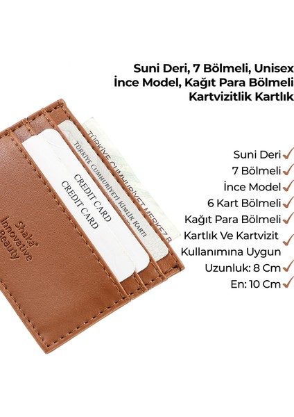 Taba SHK68 Unisex Suni Deri Süper Ince Model Kağıt Para Bölmeli Kredi Kartı ve Kartvizitlik Kartlık Cüzdan