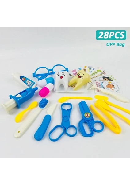 Doktor Set Kids Play Play Girls Rol Yapma Oyunları Hastane Accessorie Tıbbi Kit Hemşire Araçları Çocuklar Için Çanta Oyuncakları Hediye Rolor: 28 Pcs Mavi (Yurt Dışından)