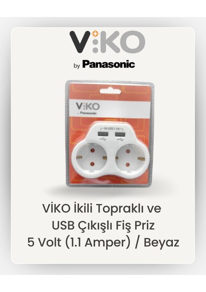 Ikili Topraklı-Usb Çıkışlı Priz
