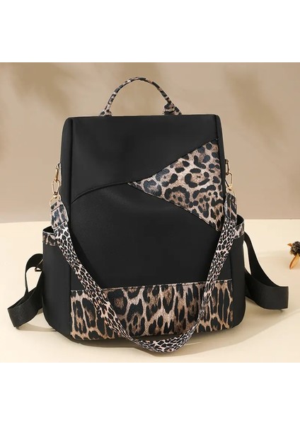 Üst Düzey Duygu 1 Adet Leopar Baskı Kontrast Renkli Kadınlar Sırt Çantası Büyük Kapasiteli Seyahat Çantası Işe Gidiş Sırt Çantası Trendi Cas Renk: Kahverengi (Yurt Dışından)