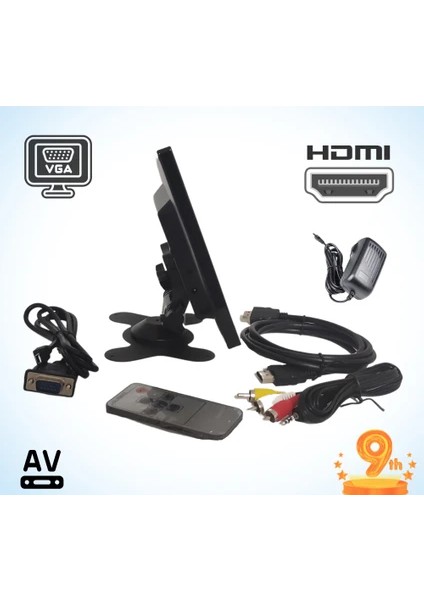 Güvenlik Kamera Monitörü 9" Ekran HDMI VGA Av Girişli LCD Ek modelleri