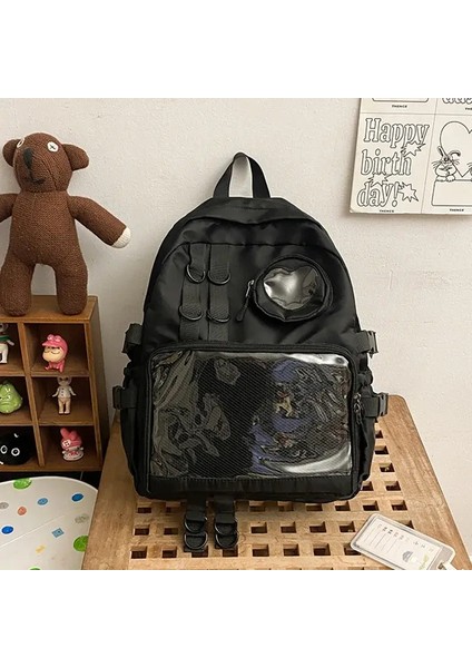 Kawaii Sırt Çantası Ita Çanta Kolaj Tarzı Okul Çantaları Genç Kız Şeffaf Aşk Kalp Jk Sırt Çantası Kadınları Yeni Laptop Bagcolor: Pembe (Yurt Dışından)