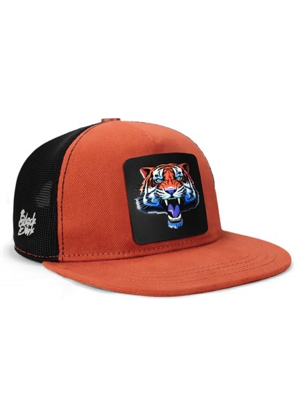 Hip Hop Kids Kaplan Logolu Kiremit-Siyah Çocuk Trucker Şapka