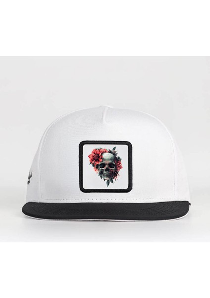 Kurukafa Logolu Siyah-Beyaz Hip Hop Şapka