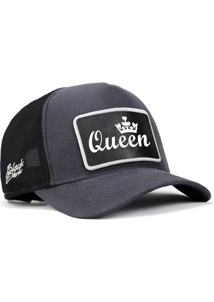 Queen Logolu Antrasit-Siyah Trucker Şapka