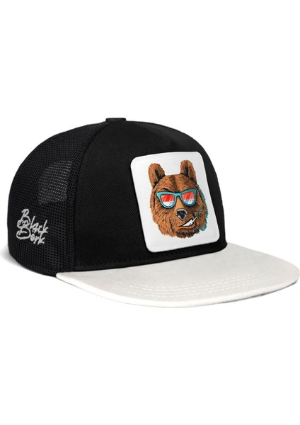 Hip Hop Kids Ayı Logolu Beyaz-Siyah Çocuk Trucker Şapka
