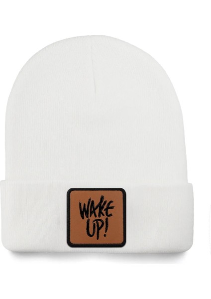 Wake Up Logolu Beyaz Bere