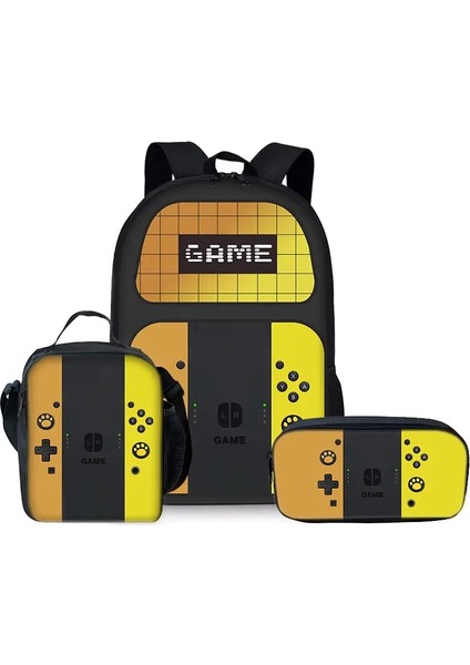 Oyun Konsolu Tasarımı Üç Parçalı Set Sırt Çantası Erkek ve Kızlar Için En Iyi Hediyeler 3D Karikatür Okulu Çocuklar Için Sırt Çantası Renk: Sarı (Yurt Dışından)