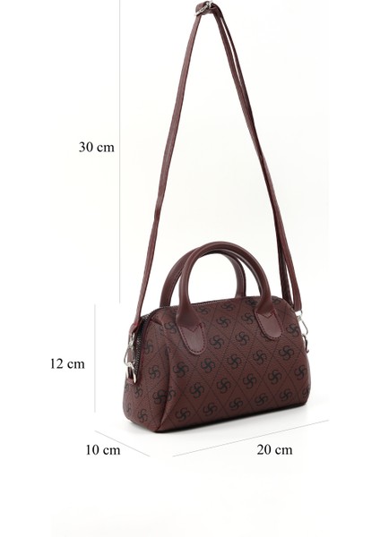 Monogram Baskılı Bordo SHK184 Suni Deri ,fermuarlı Tek Bölmeli ,askılı El, Kol ve Omuz Çantası fiyatları