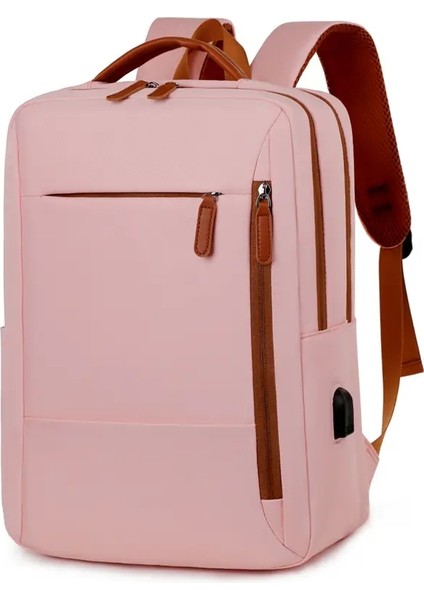 Business USB Su Geçirmez Sırt Çantası Şık Büyük Kapasiteli Dizüstü Bilgisayar Çantası Seyahat ve Banliyö Sırt Çantası Erkekler ve Öğrenciler Renk: Pembe (Yurt Dışından)
