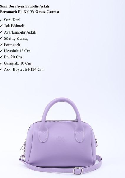 Lila SHK184 Suni Deri ,fermuarlı Tek Bölmeli ,askılı El, Kol ve Omuz Çantası modelleri