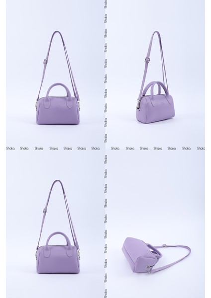 Lila SHK184 Suni Deri ,fermuarlı Tek Bölmeli ,askılı El, Kol ve Omuz Çantası