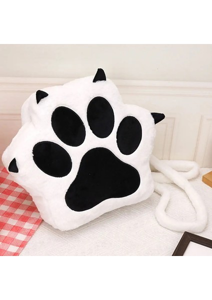 Sevimli Kedi Pençe Peluş Sırt Çantası Ayarlanabilir Kayışlar Yumuşak Tüylü Çanta Jk Çanta Karikatür Sırt Çantası Kadınlar Için Tatlı Okul Çantası: Beyaz (Yurt Dışından)