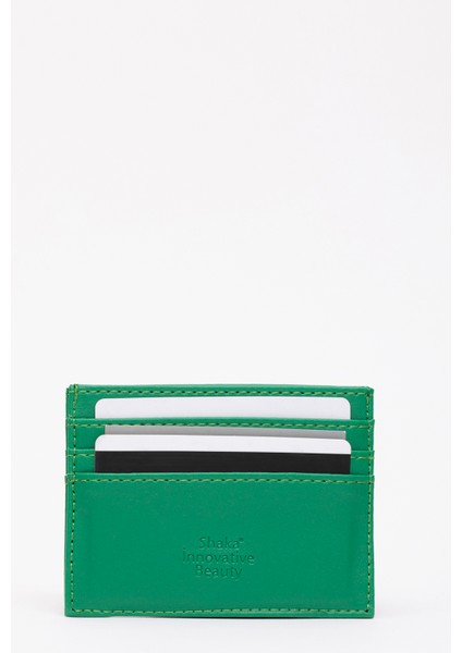 Çimen Yeşili SHK68 Unisex Suni Deri Süper Ince Model Kağıt Para Bölmeli Kredi Kartı ve Kartvizitlik Kartlık Cüzdan